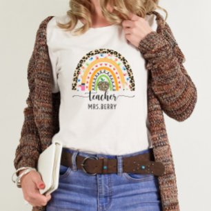 Camiseta Professor moderno do arco-íris adiciona seu nome