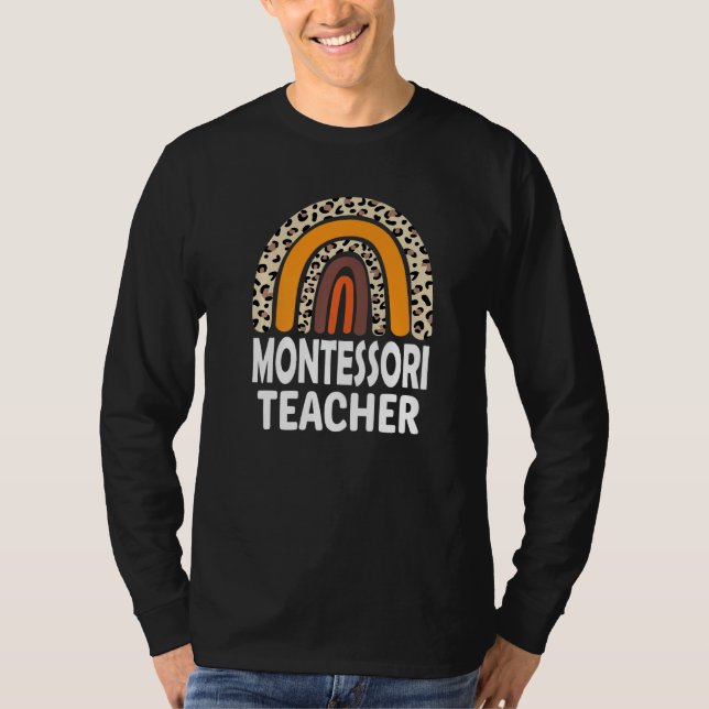 Camiseta Professor Montessori Leopardo Arco-íris Apreciação (Frente)