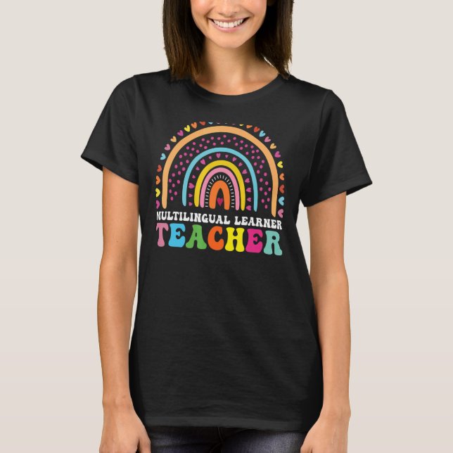 Camiseta Professor multilíngue Leopard Rainbow Multi (Frente)