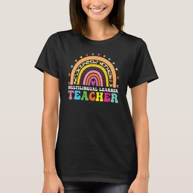 Camiseta Professor multilíngue Leopard Rainbow Multi (Frente)