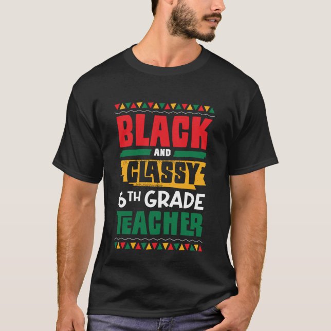Camiseta Professor negro e clássico de 6 da classe História (Frente)