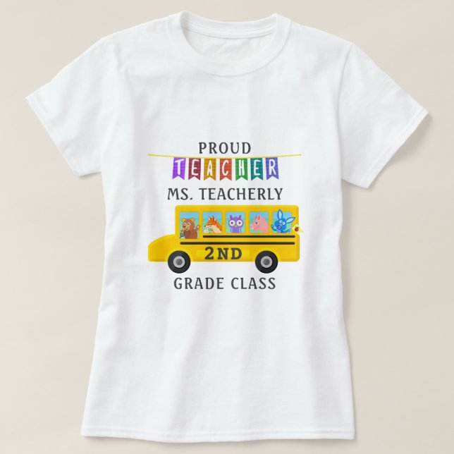 Camiseta Professor Obrigado Nome Personalizado| Ônibus De A (Frente do Design)