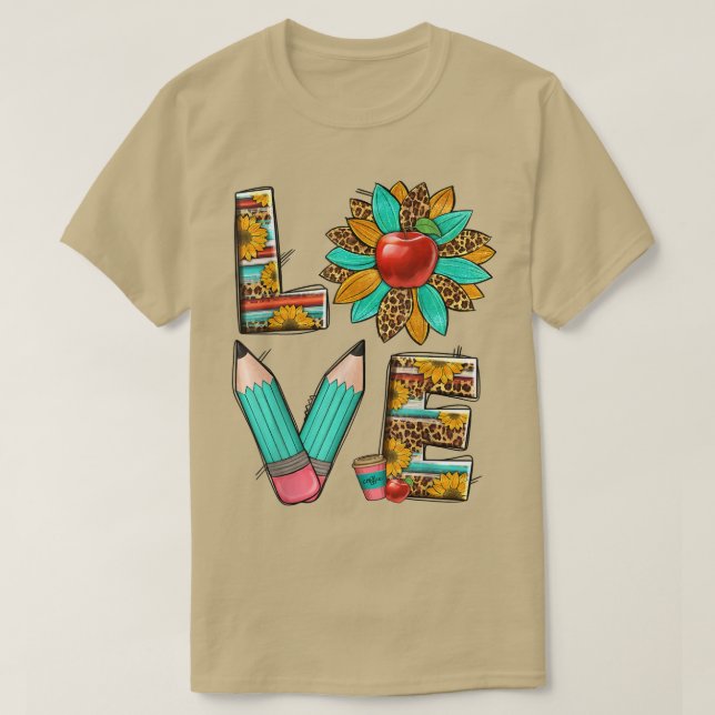 Camiseta Professor Ocidental Leopard Sunflower Love Profess (Frente do Design)