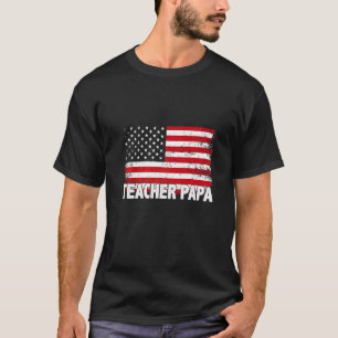 Camiseta Professor Papa Dia de os pais de Bandeira American