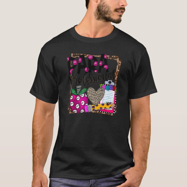 Camiseta Professor Paraprofissional Do Coração-Leopardo De  (Frente)