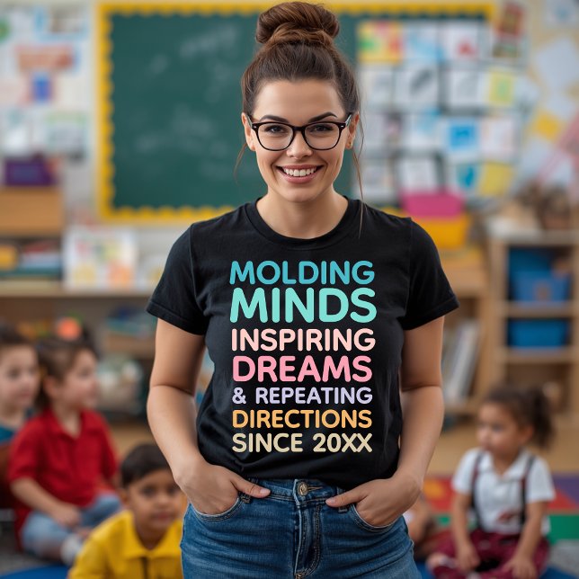 Camiseta Professor Pastel Citação Moldando Mentes Desde (Criador carregado)