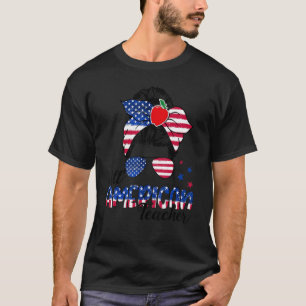Camiseta Professor Patriótico de Bandeira Americana Messy B