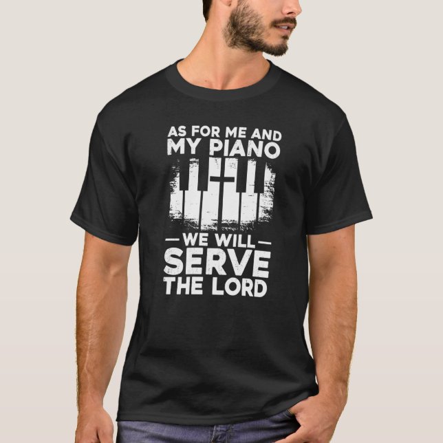 Camiseta Professor Piano Pianista Faith Christian Cross Key (Frente)
