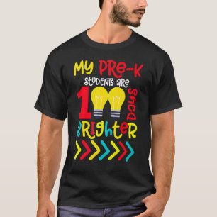 Camiseta Professor Pré-K 100º Dia da Escola 100 Dias Bright