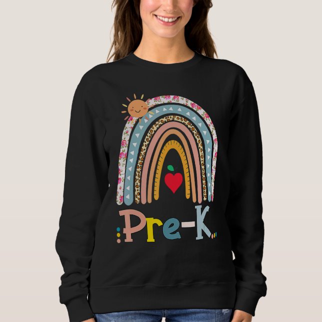 Camiseta Professor Pré-K Boho Rainbow Estudante De Volta À  (Frente)