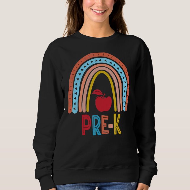 Camiseta Professor Pré-K Boho Rainbow Estudante De Volta À  (Frente)