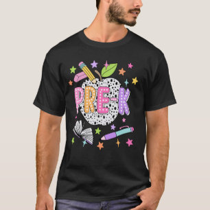 Camiseta Professor Pré-K De Volta À Escola Feliz Primeiro D