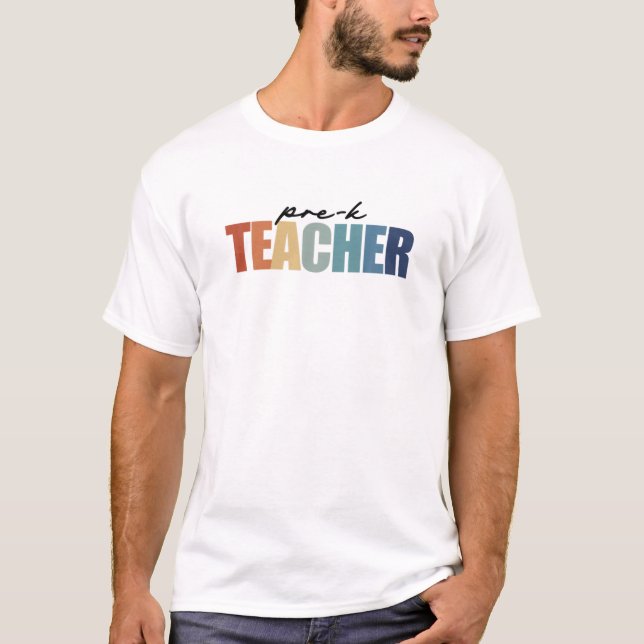 Camiseta Professor Pré-K De Volta À Escola Para Homens E Mu (Frente)