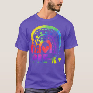 Camiseta Professor Pré-K Estudante Tie Dye Rainbow Engraçad