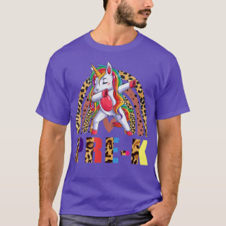 Camiseta Professor Pré-K Rainbow Leopard Dab Unicorn De Vol