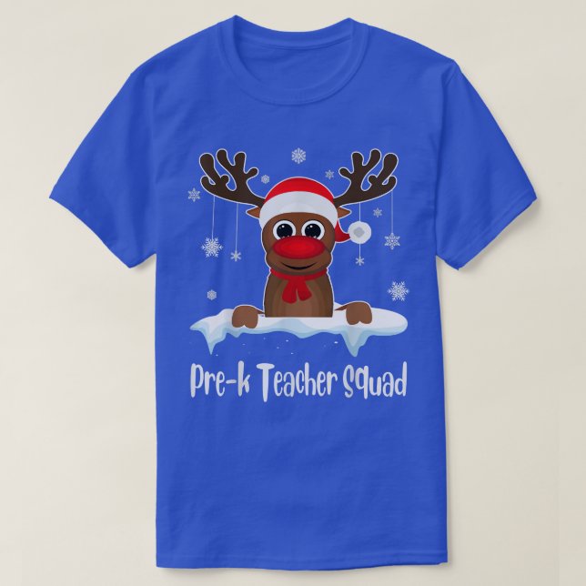 Camiseta Professor Prek Squad Xmas Reindeer Santa Hat Chris (Frente do Design)