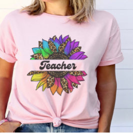 Camiseta Professor Profissão Rainbow Sunflower