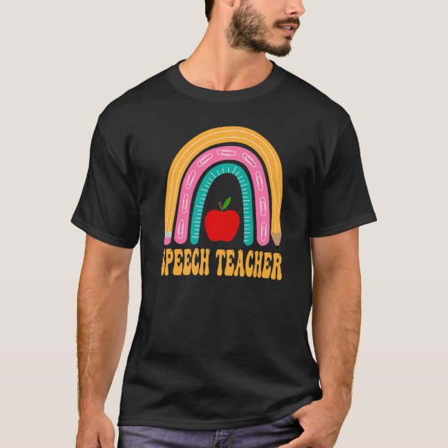Camiseta Professor Rainbow Pencil De Volta À Appre Escolar (Frente)
