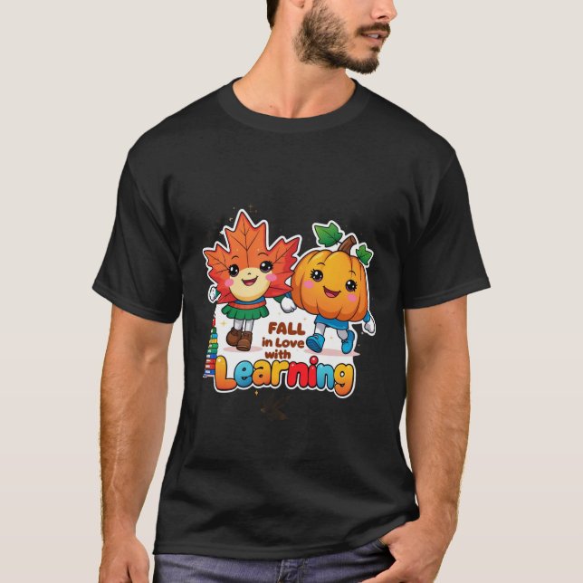 Camiseta Professor Retro Cai Png, Cai apaixonado por aprend (Frente)