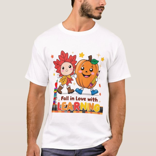 Camiseta Professor Retro Cai Png, Cai apaixonado por aprend (Frente)