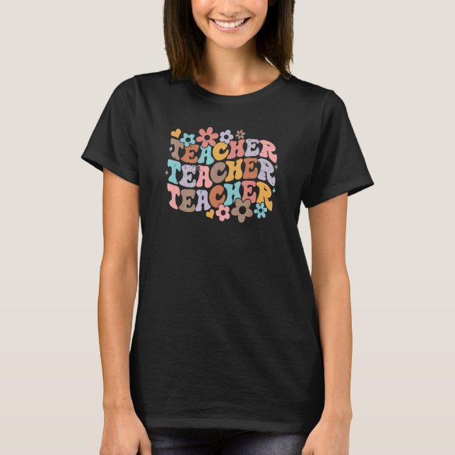 Camiseta Professor Retro Daisy Colorful ElementSchool Te (Frente)