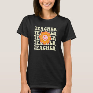 Camiseta Professor Retro Groovy Feliz Escola Ensino Fundame
