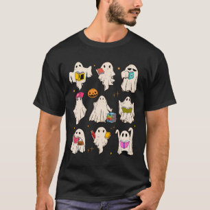Camiseta Professor Retro Halloween Ghost Leia Mais Livros T