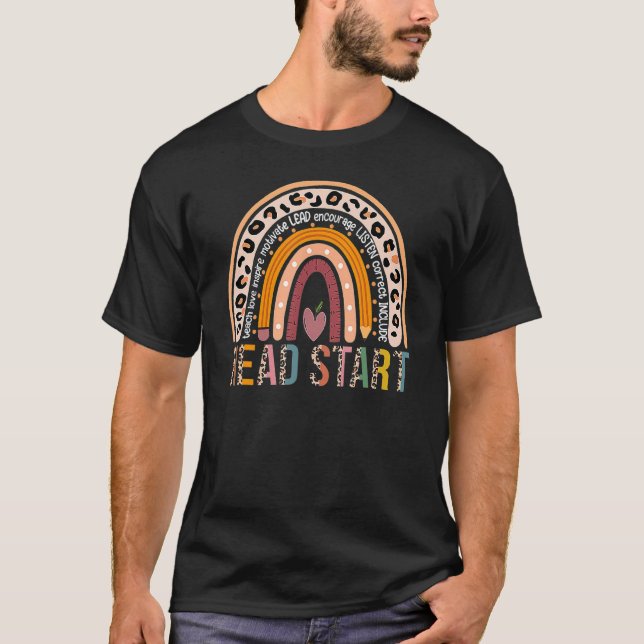 Camiseta Professor Retro Início de Cabeça Arco-Íris Primeir (Frente)