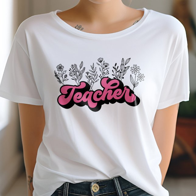 Camiseta Professor Retro Rosa Rosa Selvagem (Criador carregado)