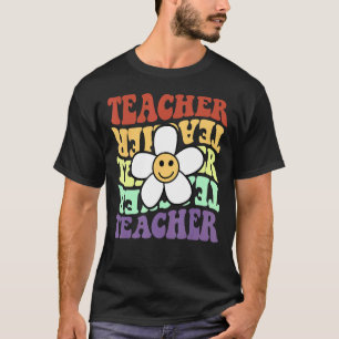Camiseta Professor Retro Sunflower Sorri De Volta À Escola