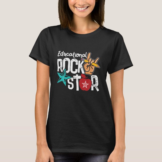 Camiseta Professor Rockstar Educativo Presente De Volta À E (Frente)