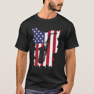 Camiseta Professor Saxofone EUA Bandeira América 4 de julho