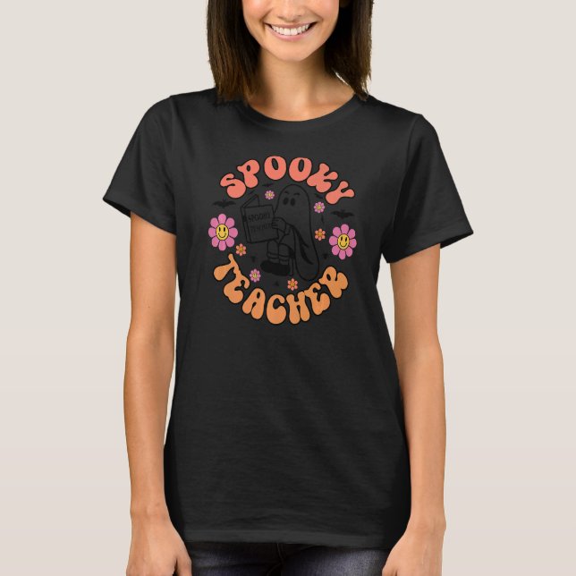 Camiseta Professor Spooker Retro Groovy Ghost Halloween Tri (Frente)