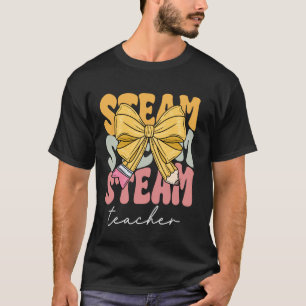 Camiseta Professor STEAM Laço Coquete Groovy Engraçado Cost