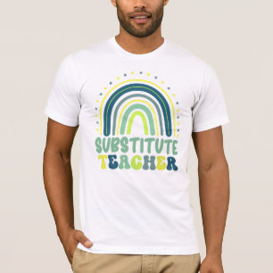 Camiseta Professor substituto bô arco-íris retrô azul