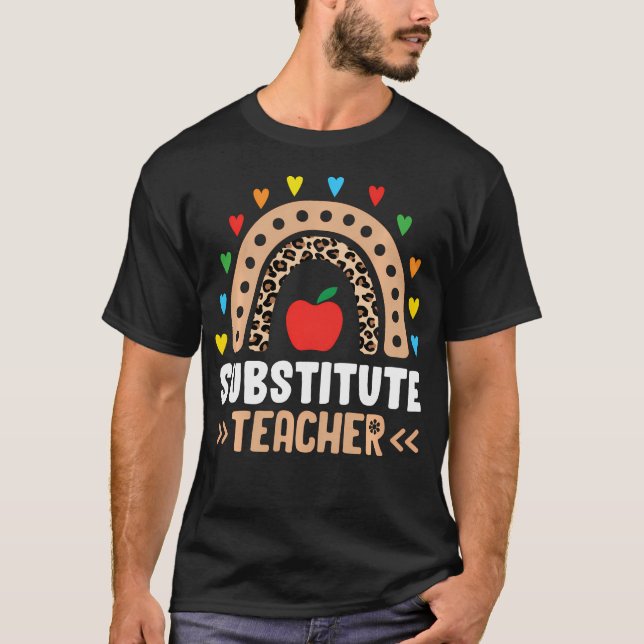 Camiseta Professor Substituto Boho Arco-Íris Volta às Aulas (Frente)