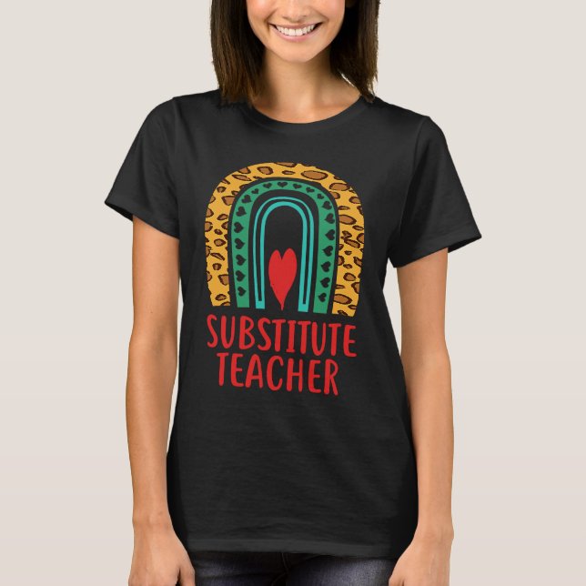 Camiseta Professor substituto Educação Boho Rainbow (Frente)