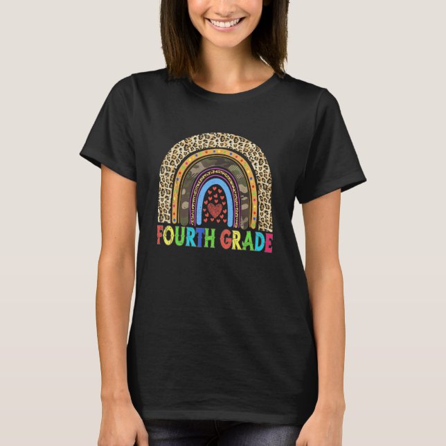 Camiseta Professor universitário do 4º ano Leopard Rainbow  (Frente)