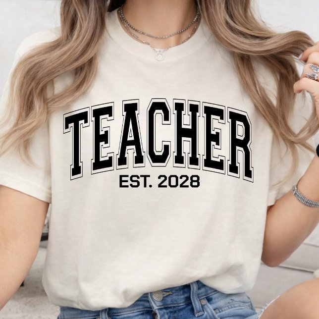 Camiseta Professor | Variáveis Personalizadas do Professor  (Personalized Elegant Varsity Teacher Appreciation | Teacher Graduation T-Shirt)