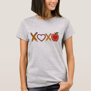 Camiseta Professor XOXO Dia dos Namorados Lápis e Maçã