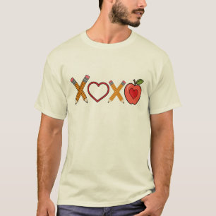 Camiseta Professor XOXO Dia dos Namorados Lápis e Maçã