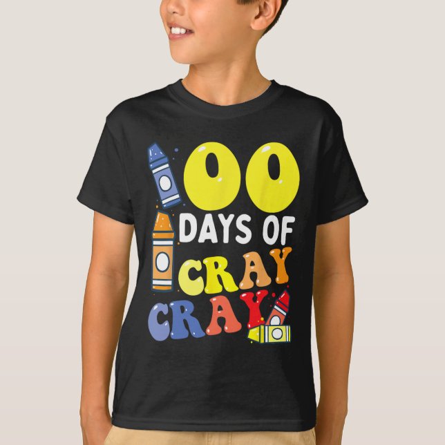 Camiseta Professora 100 Dias Cray Cray Cray 100º Dia de Men (Frente)