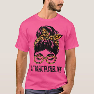 Camiseta Professora Aposentada Leopard Mensageira Mulheres 