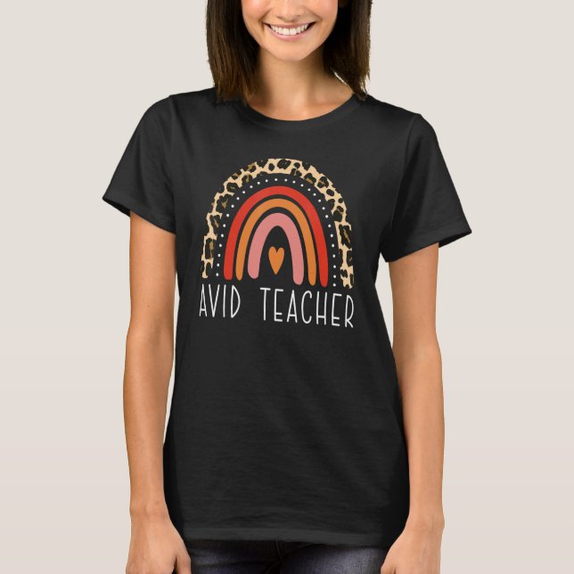 Camiseta Professora AVID Boho Rainbow De Volta À Apreciação (Frente)