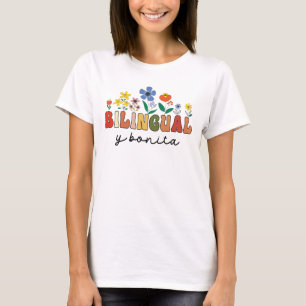 Camiseta Professora bilíngue de língua dupla Maestra