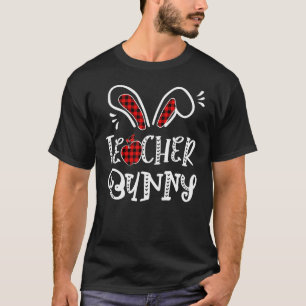 Camiseta Professora Bunny Apple Bunny Ears Buffalo Xadrez E