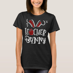 Camiseta Professora Bunny Apple Bunny Ears Buffalo Xadrez E