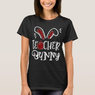 Camiseta Professora Bunny Apple Bunny Ears Buffalo Xadrez E