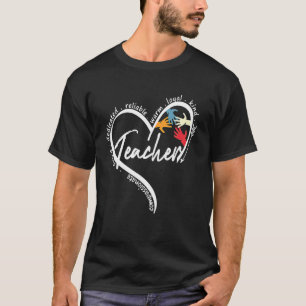 Camiseta Professora Compaixão Cardíaca Cuidando de Ensino D