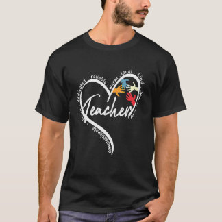 Camiseta Professora Compaixão Cardíaca Cuidando de Ensino D